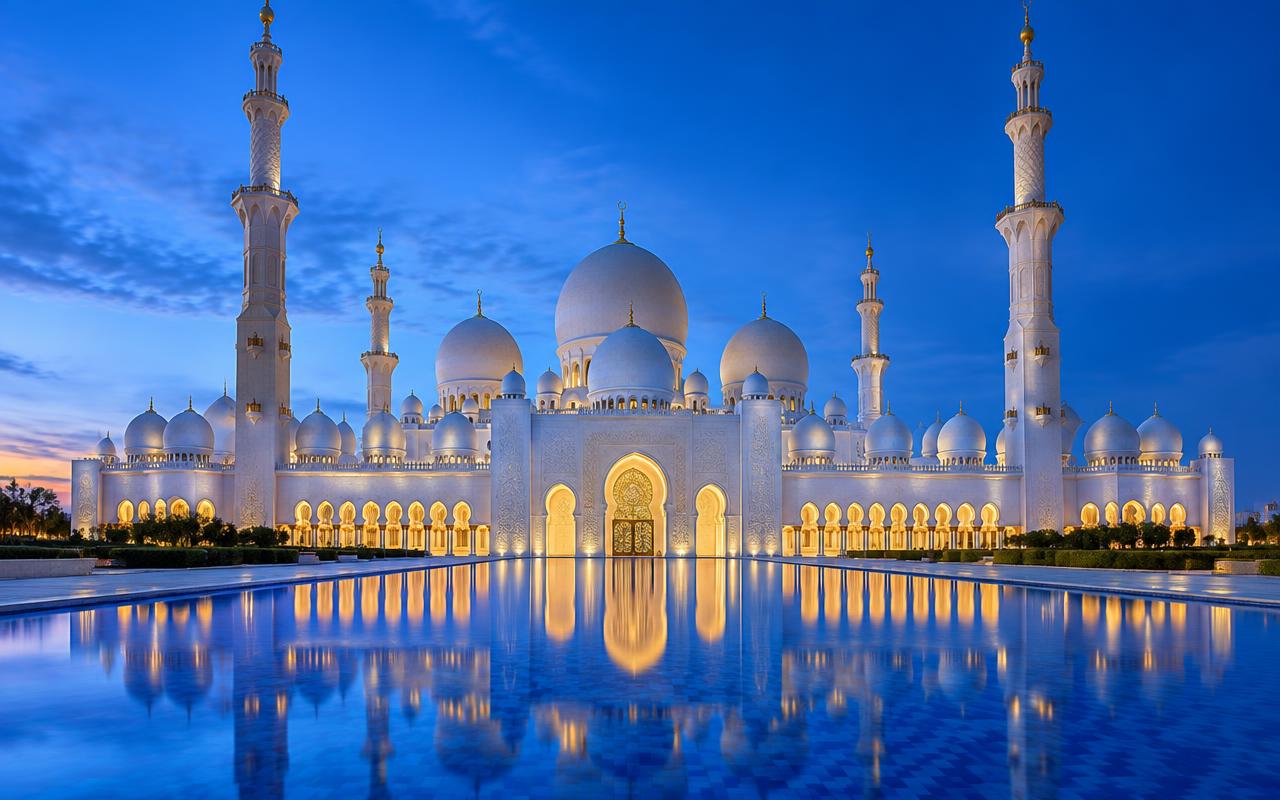 Sheikh Zayed Grand Mosque at blue hour