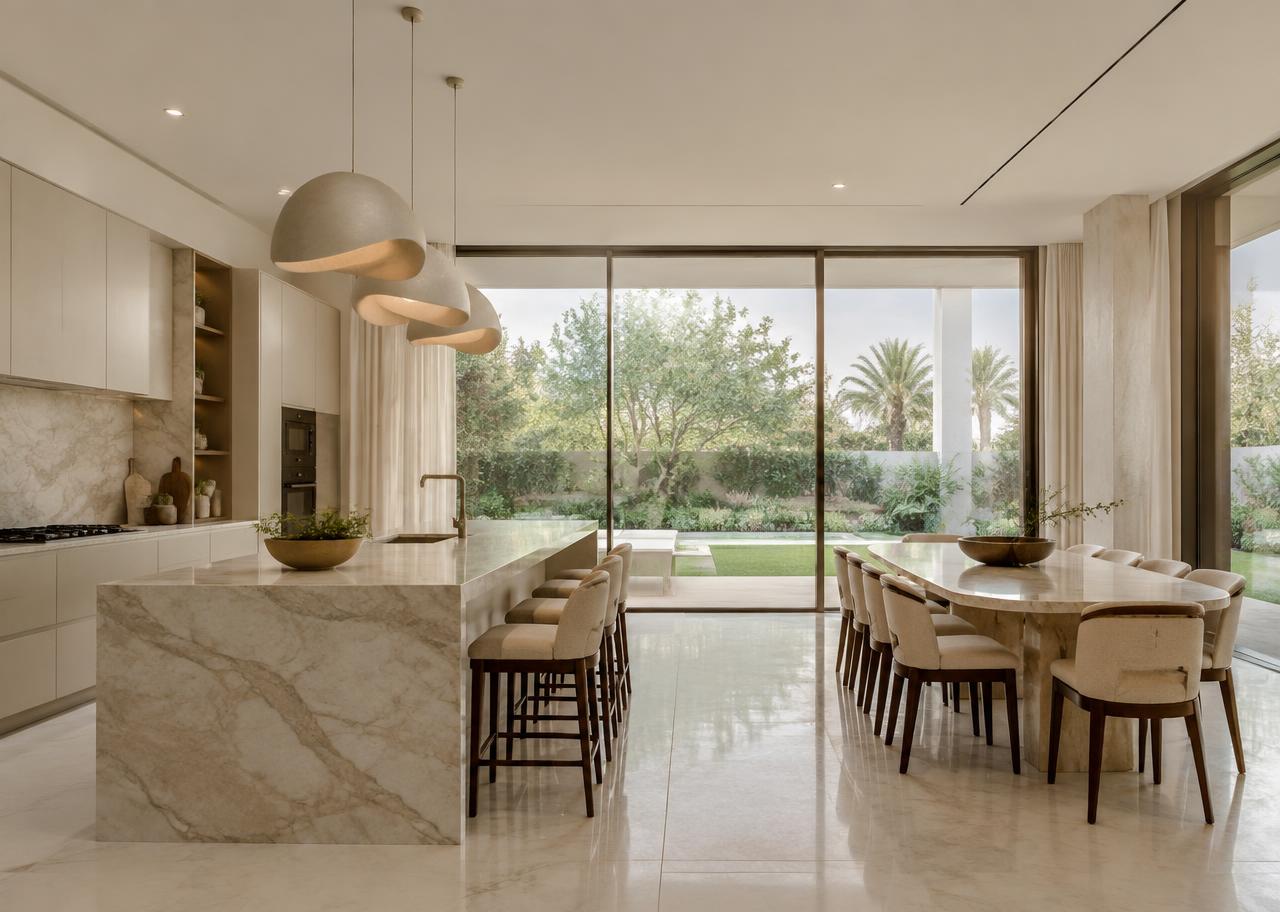 Kitchen and dining in a Zayed City villa