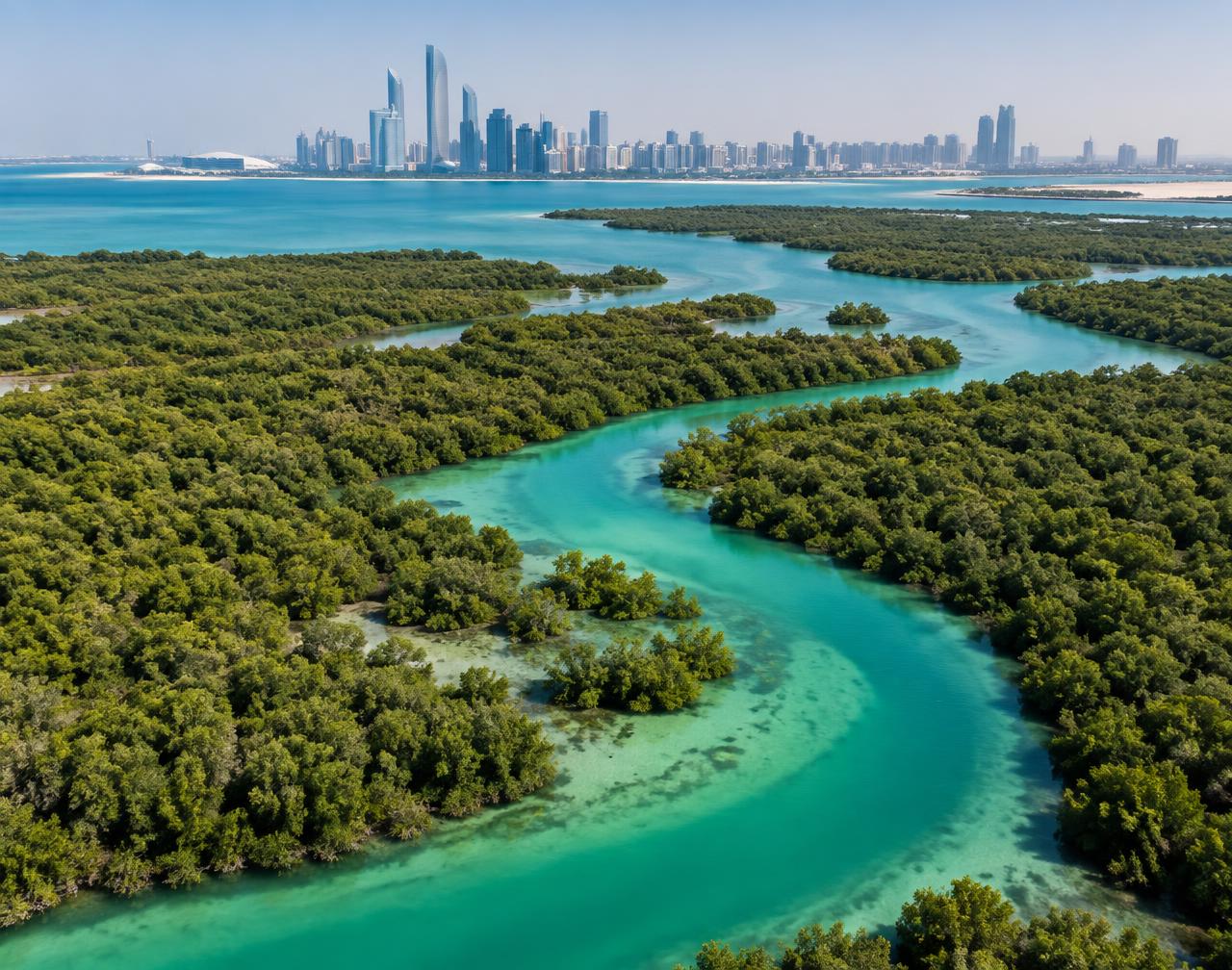 Eastern mangrove channels beside the city
