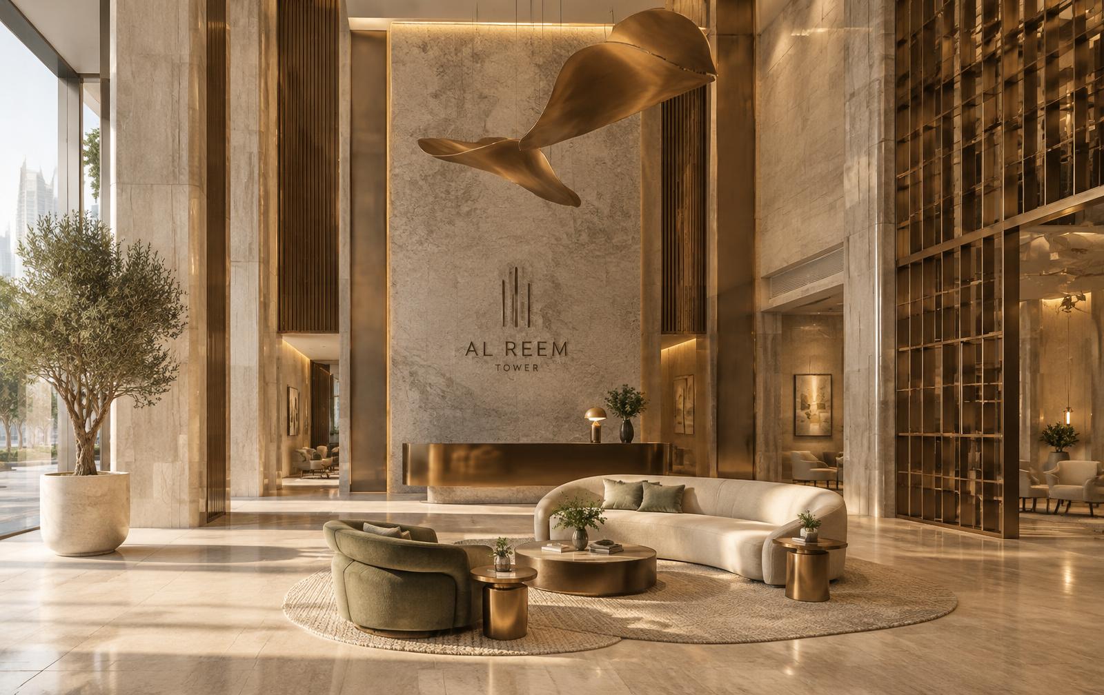 Residence lobby in a premium island tower
